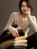 Xhange Multi - Color Versatile Seamless Wool and Cashmere Knit Top - ShopKing.com