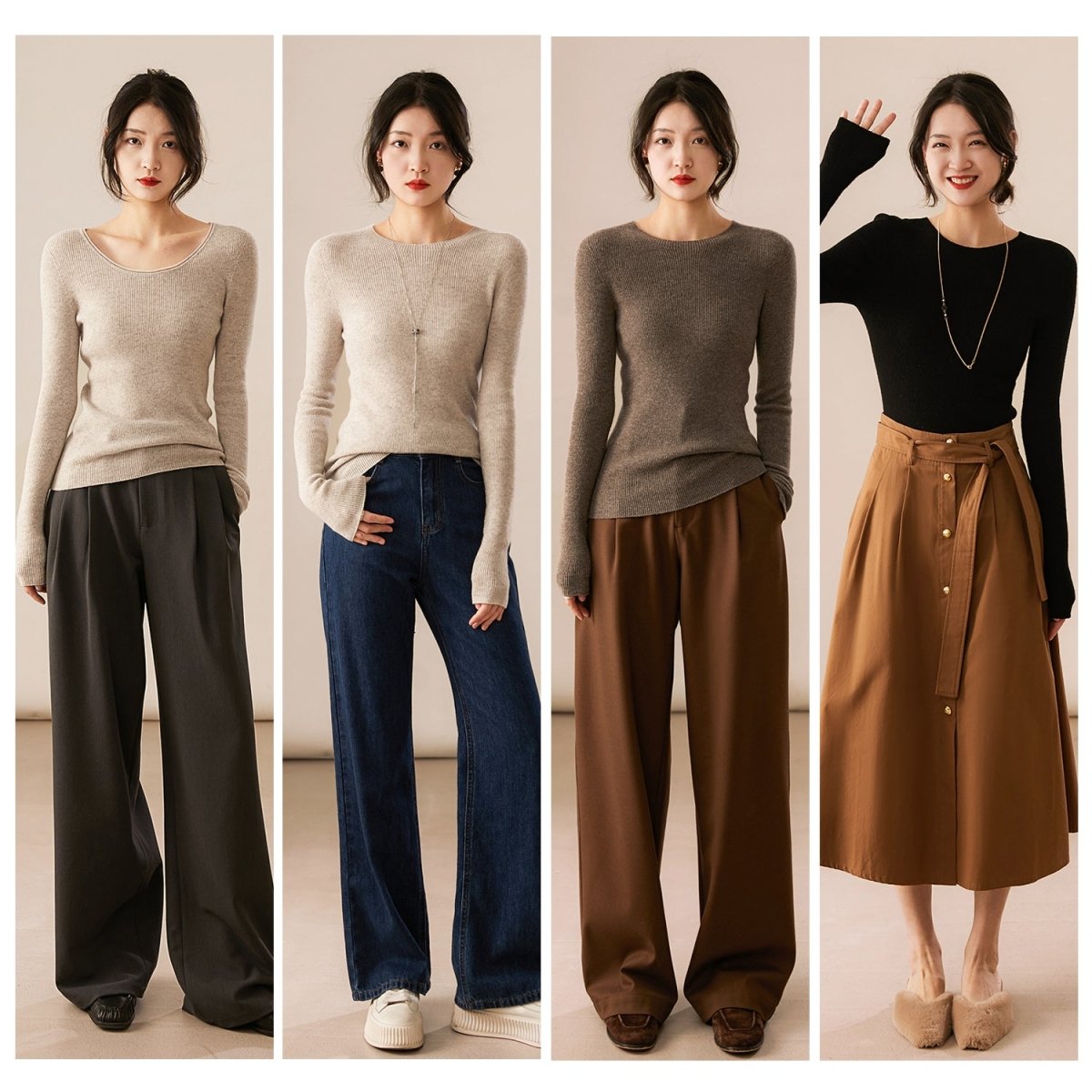 Xhange Multi - Color Versatile Seamless Wool and Cashmere Knit Top - ShopKing.com