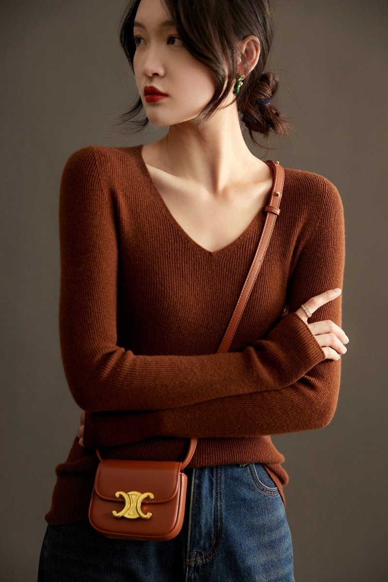 Xhange Multi - Color Versatile Seamless Wool and Cashmere Knit Top - ShopKing.com